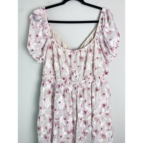 Arula Claire Floral Tiered Maxi Dress 2X Pink Puff Sleeve Coquette Romantic Cute - Picture 8 of 12